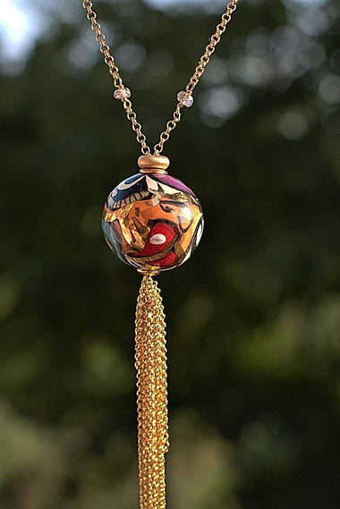 Collana con zirconi e ceramica dipinta a oro puro 24k