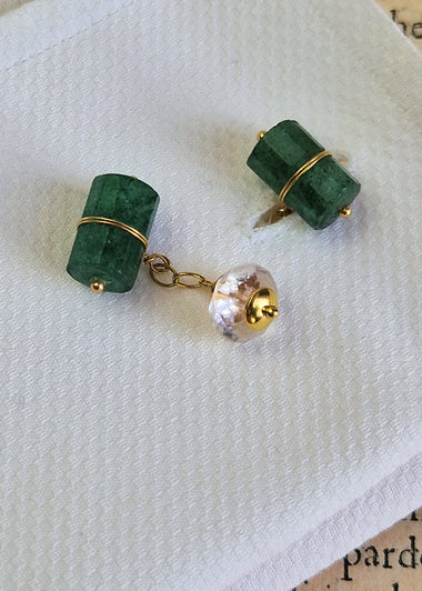 Gemelli da polso con giada e cristallo di rocca