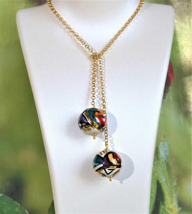 Collana trasformabile con ceramica dipinta oro 24K