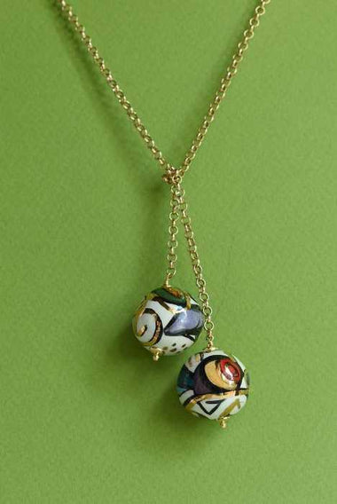 Collana trasformabile in ceramica dipinta oro 24k