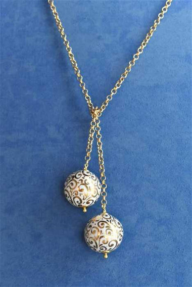 Collana trasformabile in ceramica dipinta oro 24k