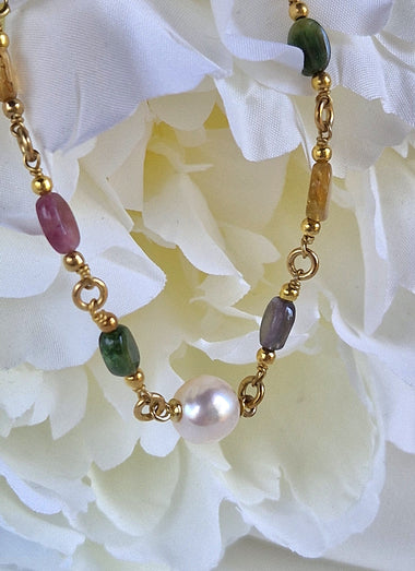 Bracciale con tormaline e perla