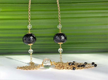 Collana Sautoir con onice e cristallo di rocca