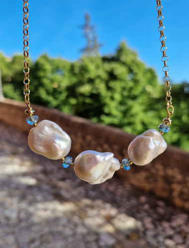 Collana topazio e perle barocche