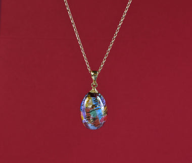 Collana in argento con pendente in ceramica dipinta oro 24k