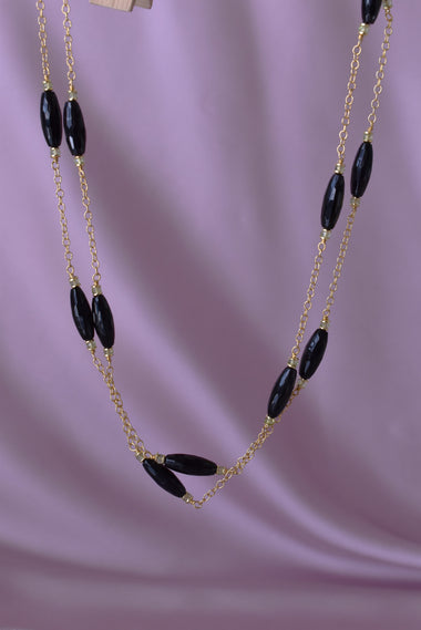 Collana lunga con onice e peridoto