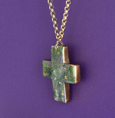 Girocollo con pendente in ceramica dipinta a mano con oro 24k