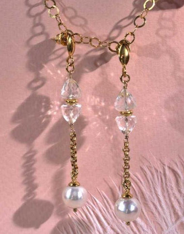 Orecchini con perle e cristallo di rocca