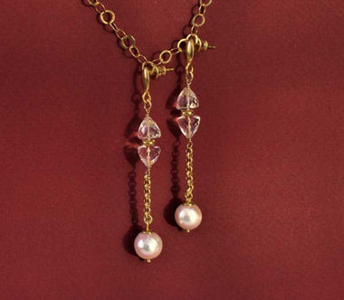 Orecchini con perle e cristallo di rocca
