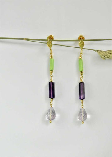 Orecchini in argento con giada e ametista