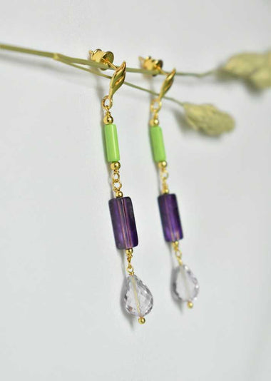 Orecchini in argento con giada e ametista