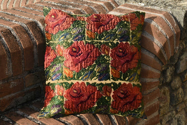 cuscino in lino ricamato di seta