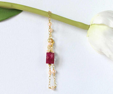 Bracciale con rubino e perle