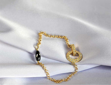 Bracciale donna in argento con diamante nero