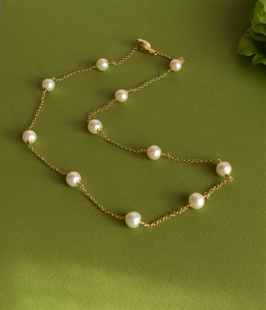Collana donna in argento placcato oro 18k e perle