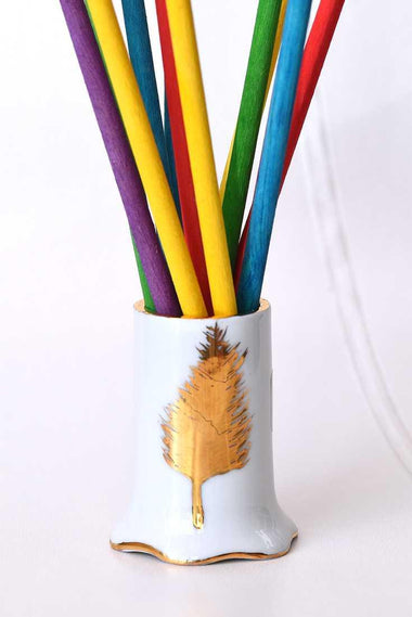 Portacandele in ceramica dipinta oro zecchino