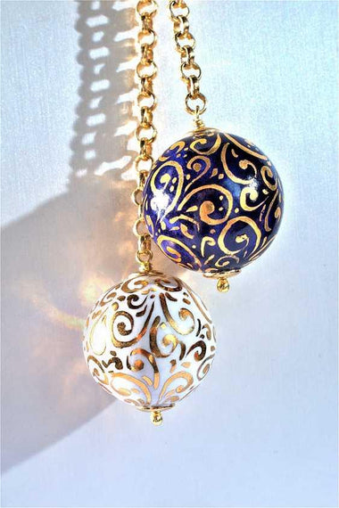 Collana trasformabile in ceramica dipinta oro 24k