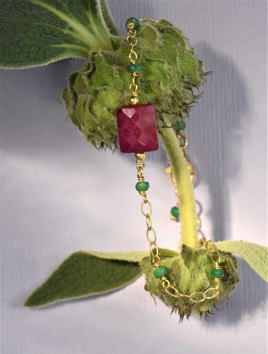 Bracciale con rubino e smeraldi