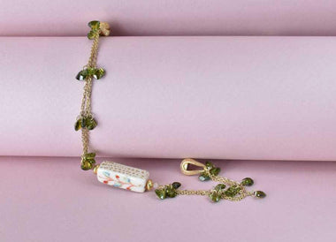 Bracciale donna multifilo con ceramica dipinta oro 24k