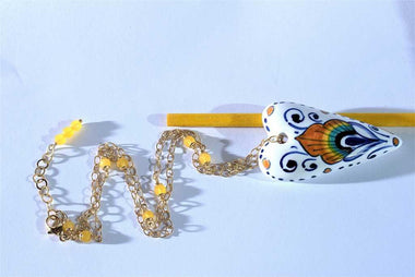 Collana di giada e pendente in maiolica