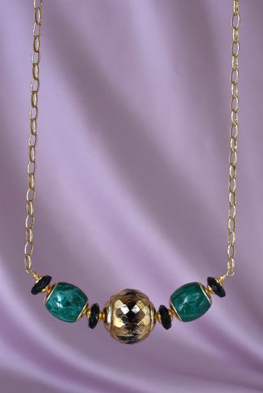 Girocollo con malachite e onice dipinto oro 24k