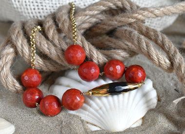 Girocollo di madrepora e onice dipinto con oro 24k 1