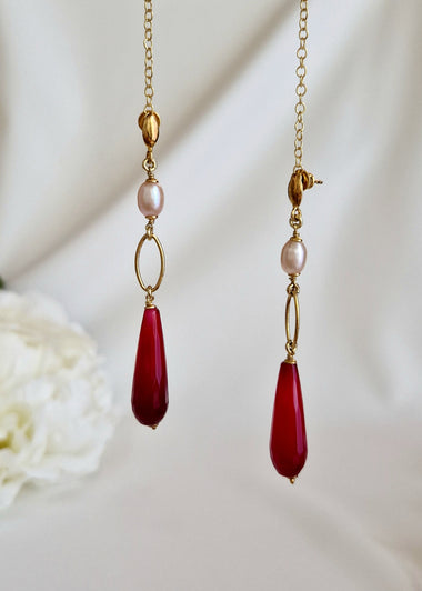 Orecchini a goccia con perla e agata