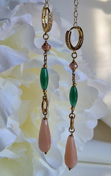 Orecchini pendenti con pietra di luna e agata