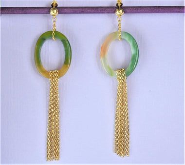 Orecchini pendenti in argento 925 placcato oro 18k con agata