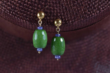 Orecchini pendenti donna con tanzanite e giada
