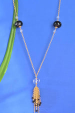 Collana Sautoir con onice e cristallo di rocca