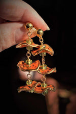 Orecchini di peridoto e ruches di ceramica dipinta oro 24k