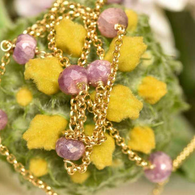 Collana con rubini e ceramica dipinta a mano oro 24k