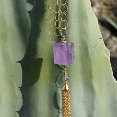 Collana Sautoir con pendente di ametista