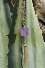 Collana Sautoir con pendente di ametista