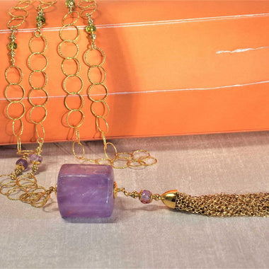 Collana Sautoir con pendente di ametista