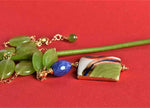 Collana con pendente in ceramica dipinto oro 24k e giada