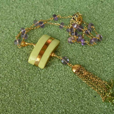 Collana con ametista ceramica e peridoto