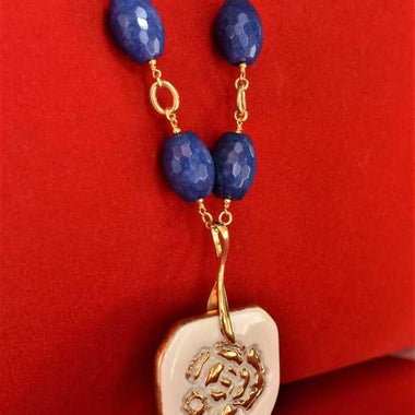 Girocollo di giada e ceramica dipinta oro puro 24k