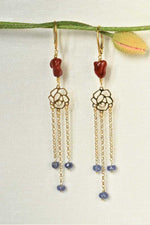 Orecchini con corallo e tanzanite