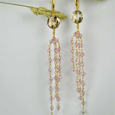 Orecchini con cristallo di rocca dipinto oro 24k