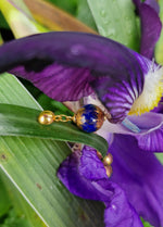 Orecchini donna a perno con lapislazzuli dipinto con oro 24k