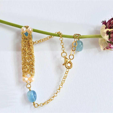 Bracciale con acquamarina e perle