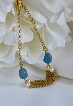 Bracciale in argento con acquamarina e perle