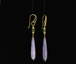 Orecchini pendneti a goccia di ametista e peridoto