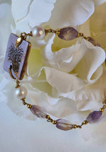 Bracciale con ametrina, perle e ceramica