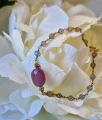 Bracciale in argento 925 placcato oro 18k labradorite e zaffiro