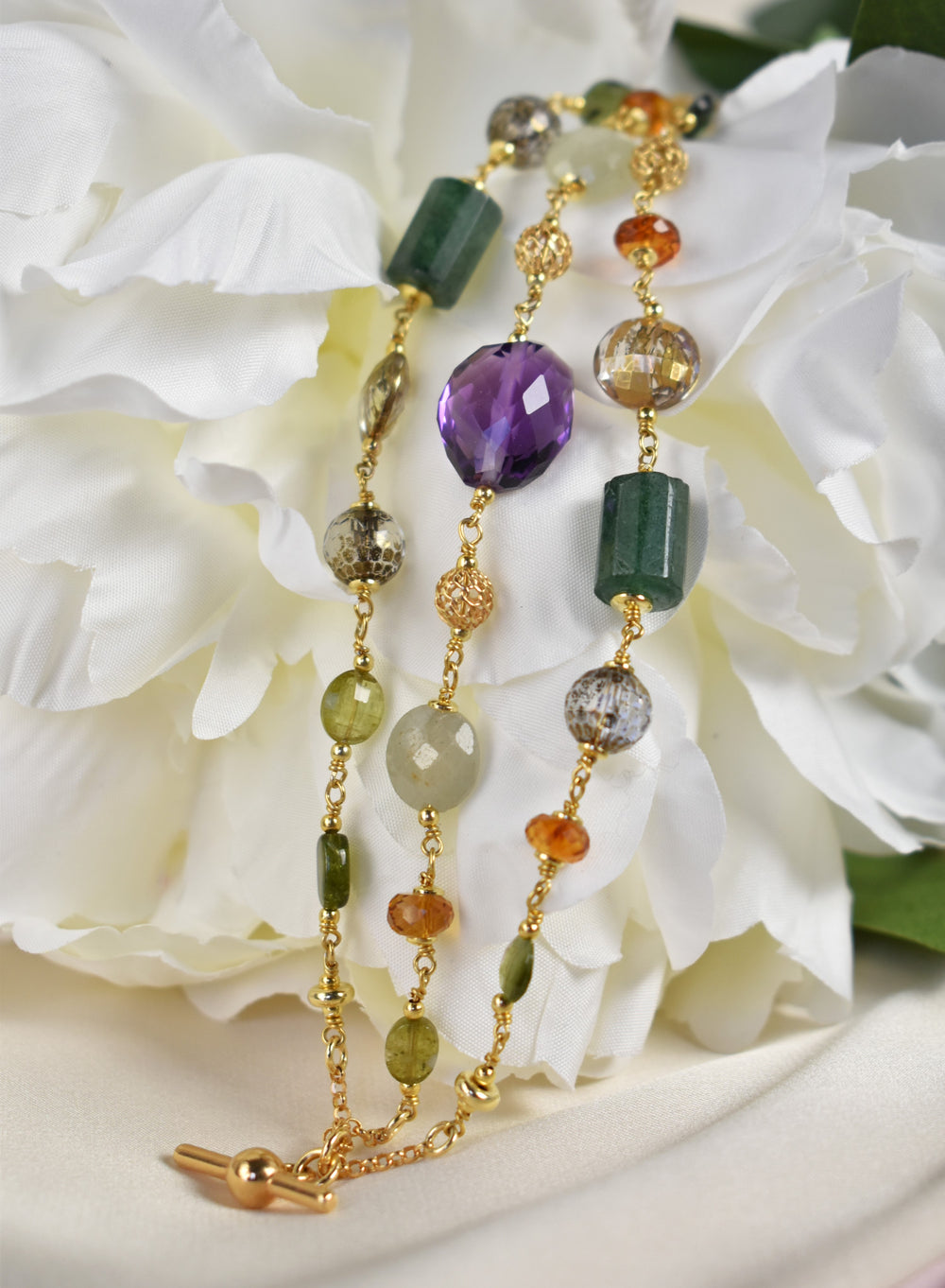 Set Braccialetti In Quarzo Naturale Elasticizzati | Pietre Preziose Colorate Con Chiusura A Moschettone | Per Yoga E Meditazione - 6