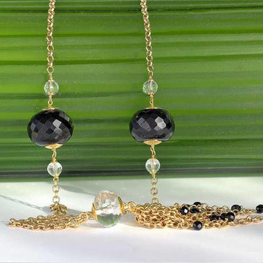 Collana Sautoir con onice e cristallo di rocca