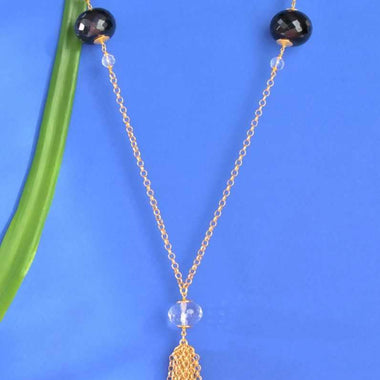 Collana Sautoir con onice e cristallo di rocca